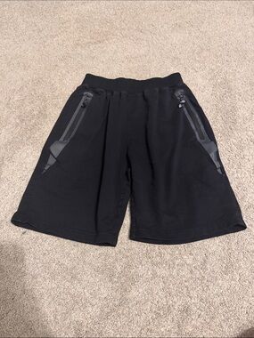 Vogue Black Men's Athletic Shorts with Grey Zip Accents